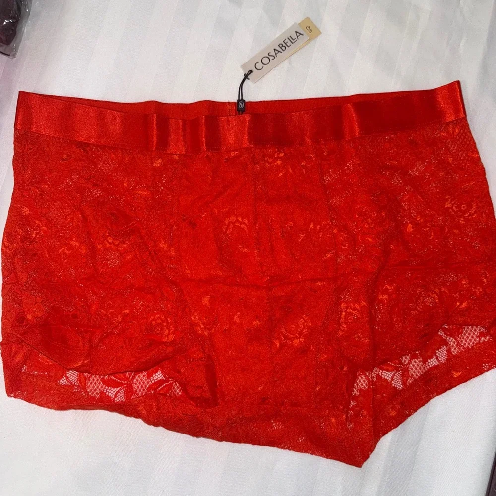 Cosabella Never Say Never Mens Lace Boxer Briefs Orange Floral‎ Intimates NEW XL